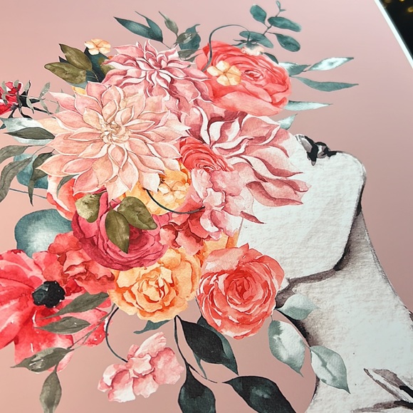 Watercolor Floral Woman Portrait Wall Art Illustration Print Poster Unframed - Picture 13 of 17